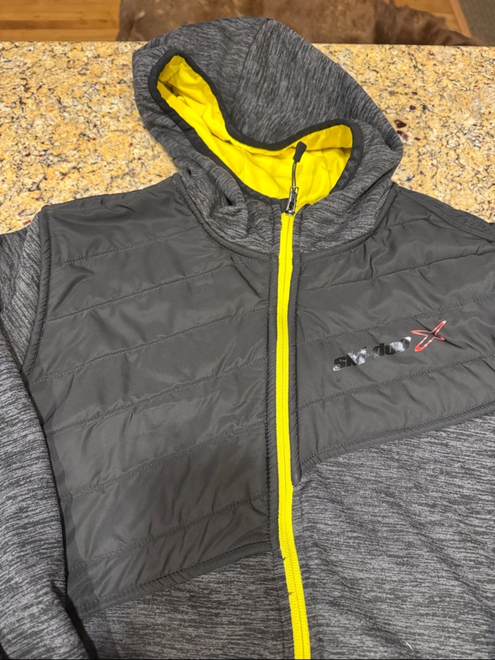 Men's Skidoo Grey Hooded Jacket with Yellow Trim